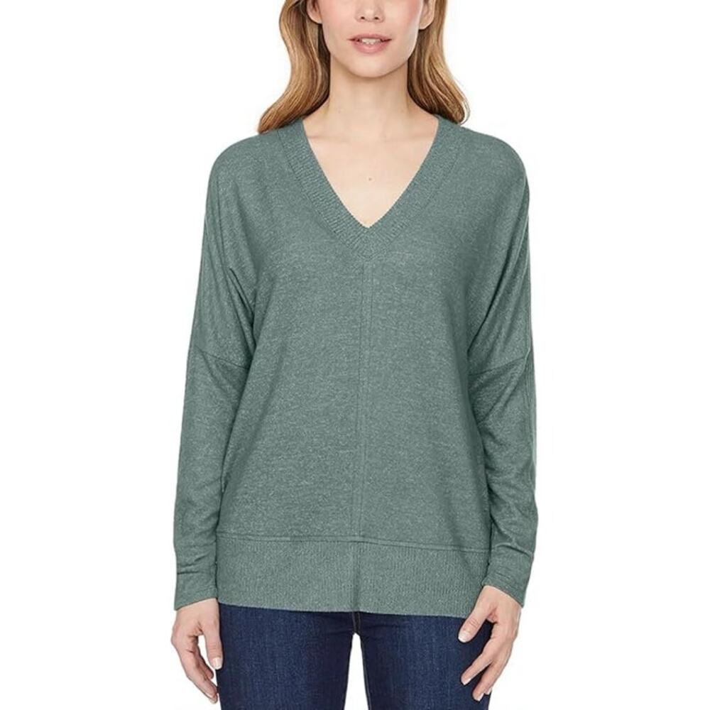 Buffalo David Bitton Sweater Womens Small Green  Super Soft Cozy V Neck NWT